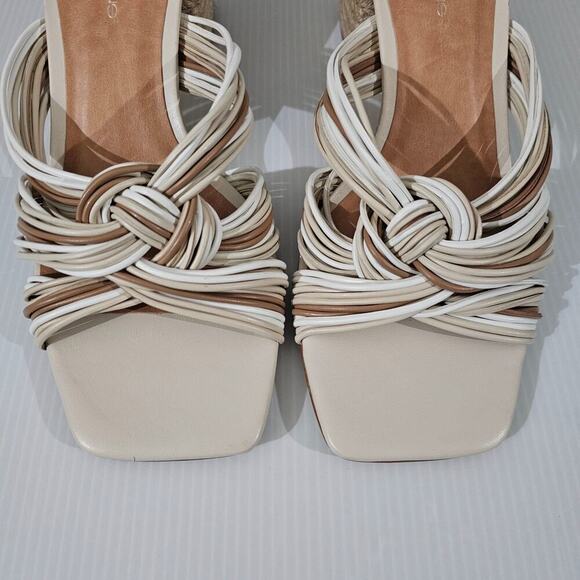 Andre Assous Kelsie Sandal Womens 9 Cream Tan Leather Jute Twist Slide Mule - Picture 5 of 14